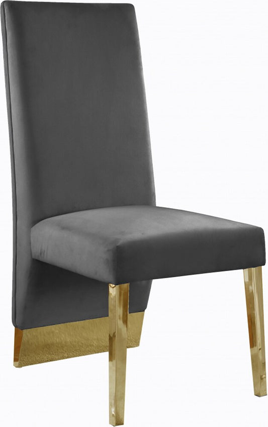 Meridian Furniture - Porsha Grey Velvet Dining Chair (Set of 2) - 755Grey-C veiw 1