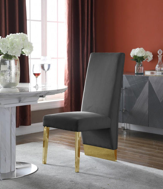 Meridian Furniture - Porsha Grey Velvet Dining Chair (Set of 2) - 755Grey-C veiw 2