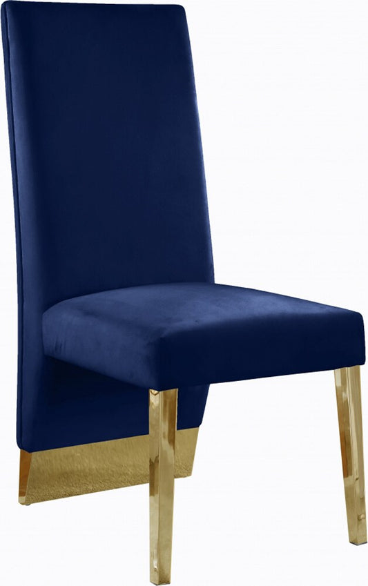 Meridian Furniture - Porsha Navy Velvet Dining Chair (Set of 2) - 755Navy-C veiw 1