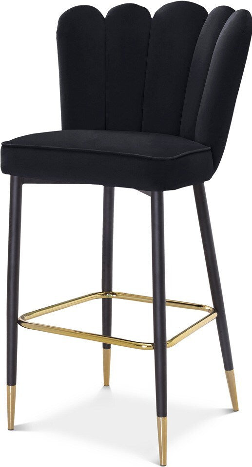 Meridian Furniture - Lily Black Velvet Stool (Set of 2) - 961Black-C veiw 1