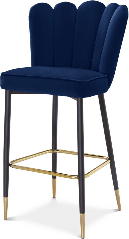 Meridian Furniture - Lily Navy Velvet Stool (Set of 2) - 961Navy-C veiw 1