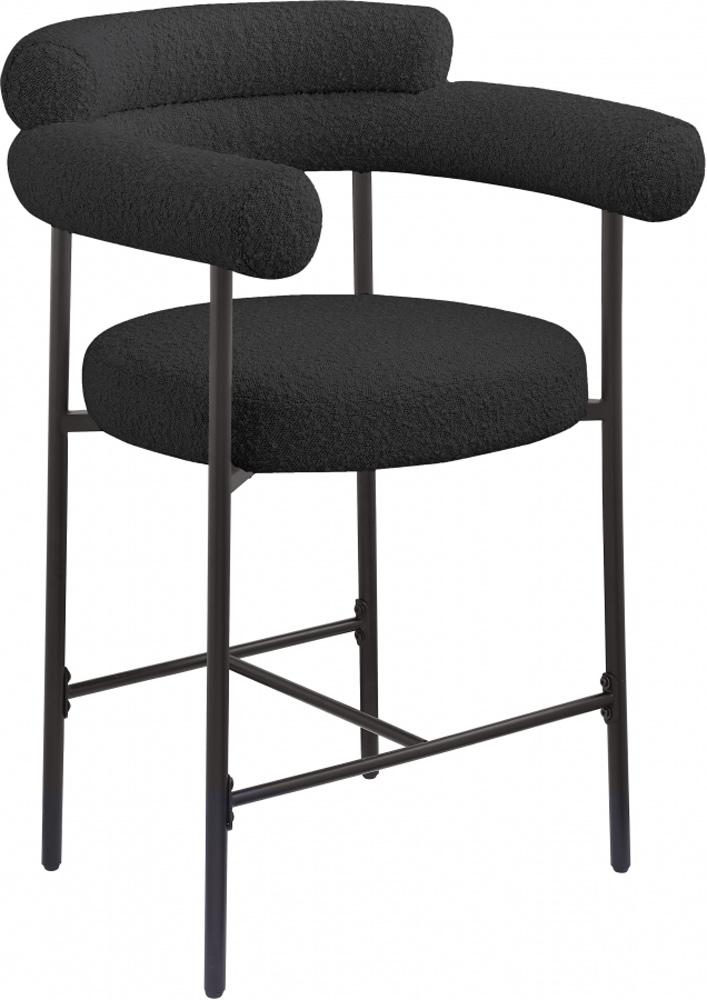 Meridian Furniture - Blake Black Boucle Fabric Counter Stool (Set of 2) - 986Black-C veiw 1