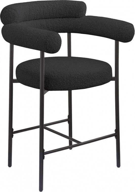 Meridian Furniture - Blake Black Boucle Fabric Counter Stool (Set of 2) - 986Black-C veiw 1