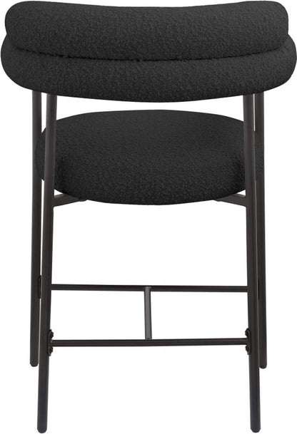 Meridian Furniture - Blake Black Boucle Fabric Counter Stool (Set of 2) - 986Black-C veiw 2