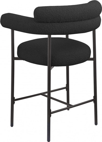 Meridian Furniture - Blake Black Boucle Fabric Counter Stool (Set of 2) - 986Black-C veiw 3