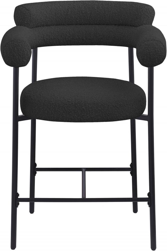 Meridian Furniture - Blake Black Boucle Fabric Counter Stool (Set of 2) - 986Black-C veiw 4