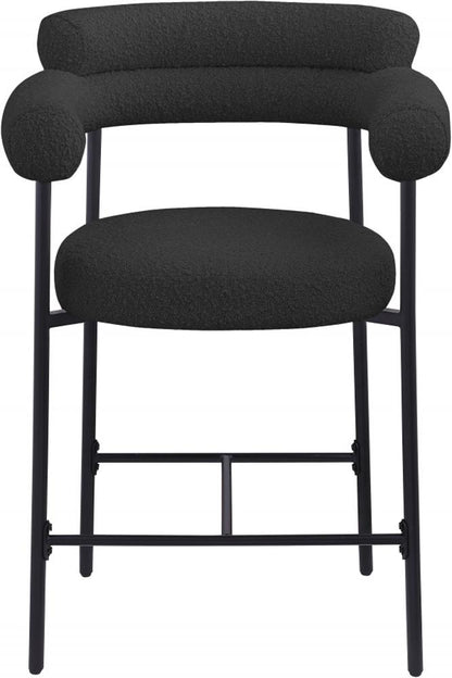 Meridian Furniture - Blake Black Boucle Fabric Counter Stool (Set of 2) - 986Black-C veiw 4