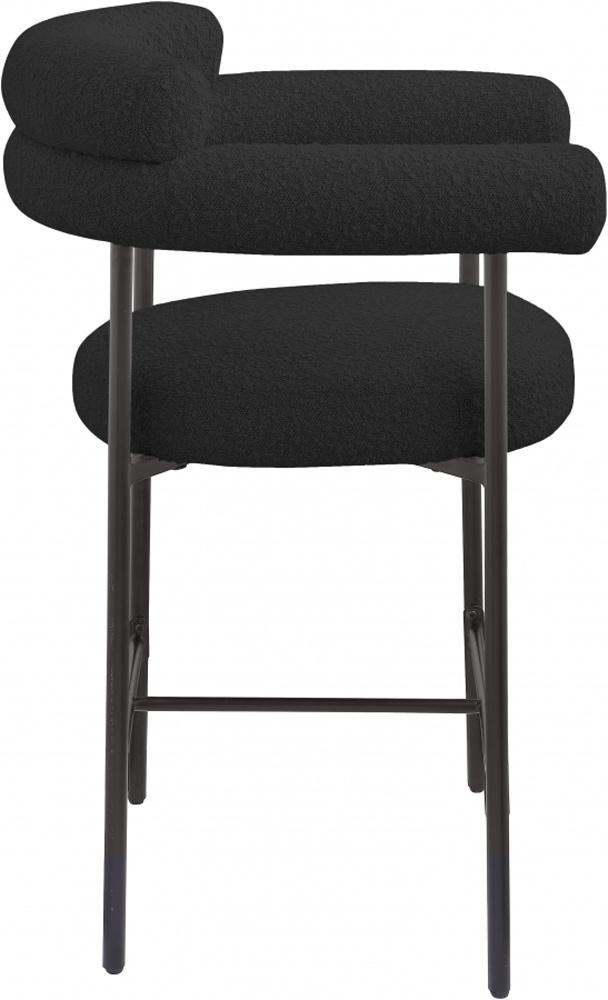 Meridian Furniture - Blake Black Boucle Fabric Counter Stool (Set of 2) - 986Black-C veiw 5
