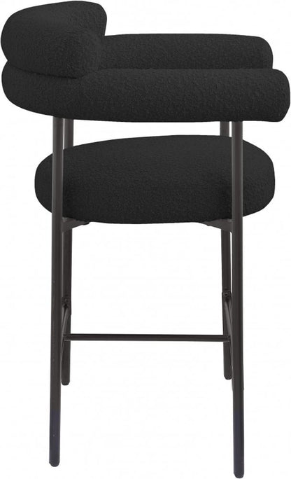 Meridian Furniture - Blake Black Boucle Fabric Counter Stool (Set of 2) - 986Black-C veiw 5