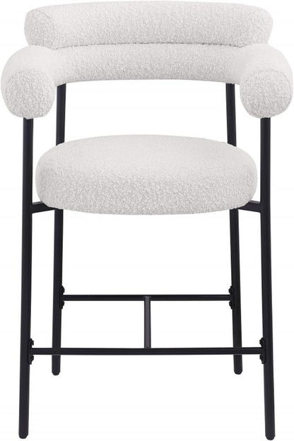 Meridian Furniture - Blake Cream Boucle Fabric Counter Stool (Set of 2) - 986Cream-C veiw 4