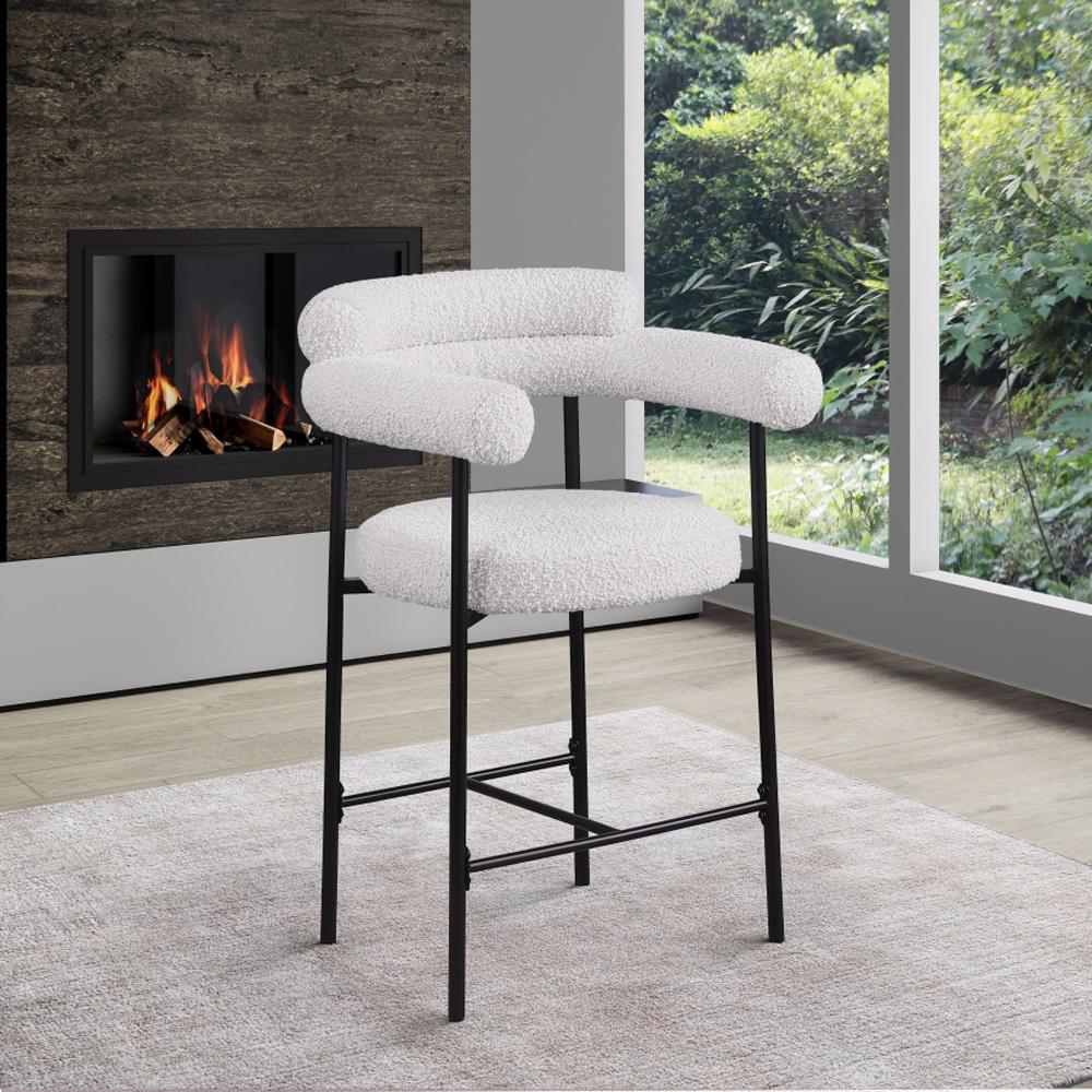 Meridian Furniture - Blake Cream Boucle Fabric Counter Stool (Set of 2) - 986Cream-C veiw 6