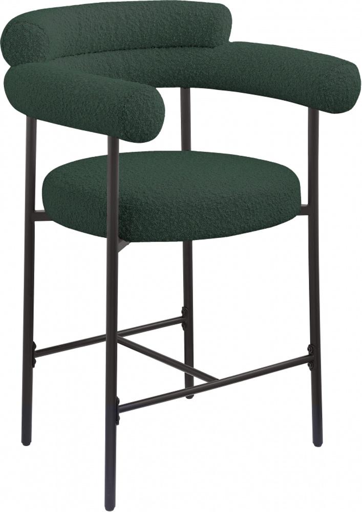 Meridian Furniture - Blake Green Boucle Fabric Counter Stool (Set of 2) - 986Green-C veiw 1