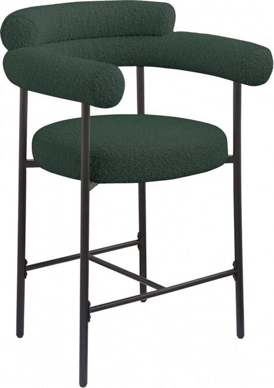 Meridian Furniture - Blake Green Boucle Fabric Counter Stool (Set of 2) - 986Green-C veiw 1