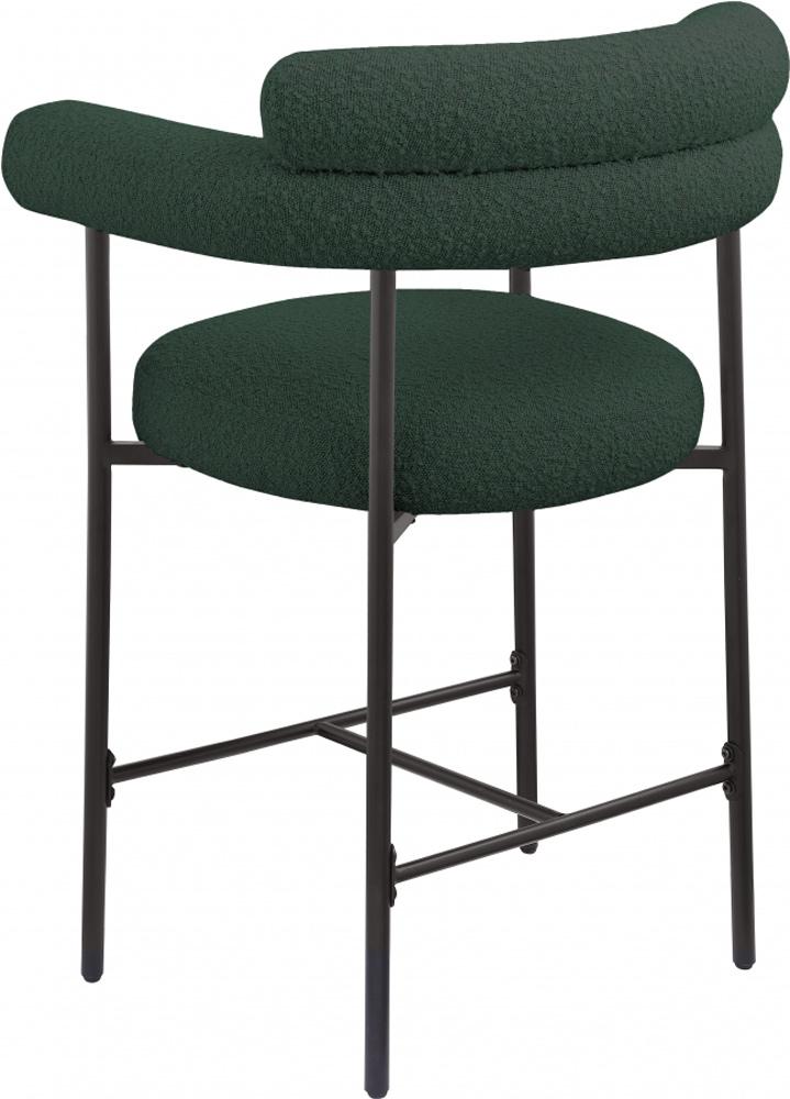 Meridian Furniture - Blake Green Boucle Fabric Counter Stool (Set of 2) - 986Green-C veiw 3