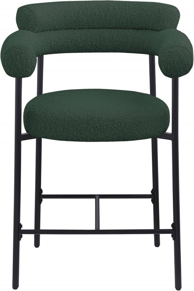 Meridian Furniture - Blake Green Boucle Fabric Counter Stool (Set of 2) - 986Green-C veiw 4