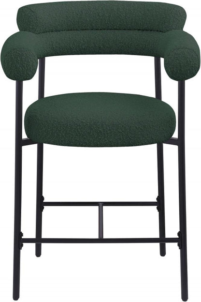 Meridian Furniture - Blake Green Boucle Fabric Counter Stool (Set of 2) - 986Green-C veiw 4