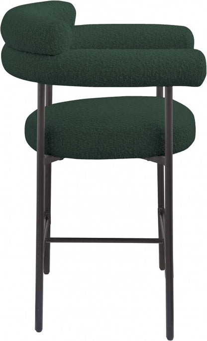 Meridian Furniture - Blake Green Boucle Fabric Counter Stool (Set of 2) - 986Green-C veiw 5