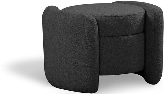 Meridian Furniture - Horizon Black Boucle Fabric Ottoman - 115Black veiw 1