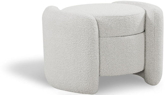 Meridian Furniture - Horizon Cream Boucle Fabric Ottoman - 115Cream veiw 1