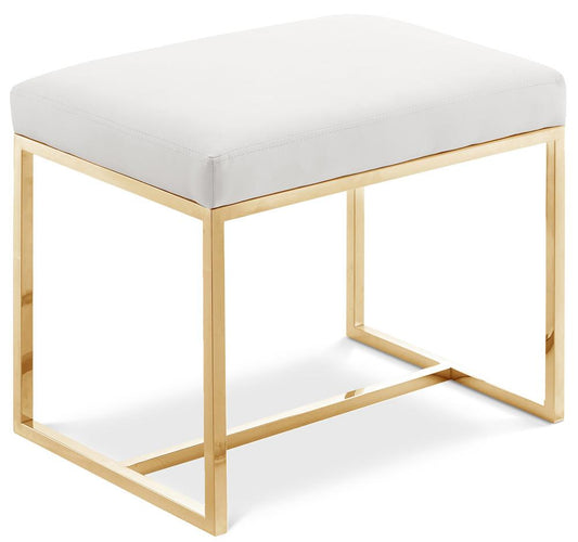 Meridian Furniture - Monroe Gold Ottoman / Stool - 461White-C veiw 1