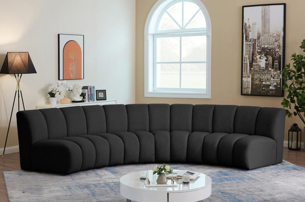 Meridian Furniture - Infinity Black Boucle Fabric 4pc. Modular Sectional - 643Black-4PC veiw 5