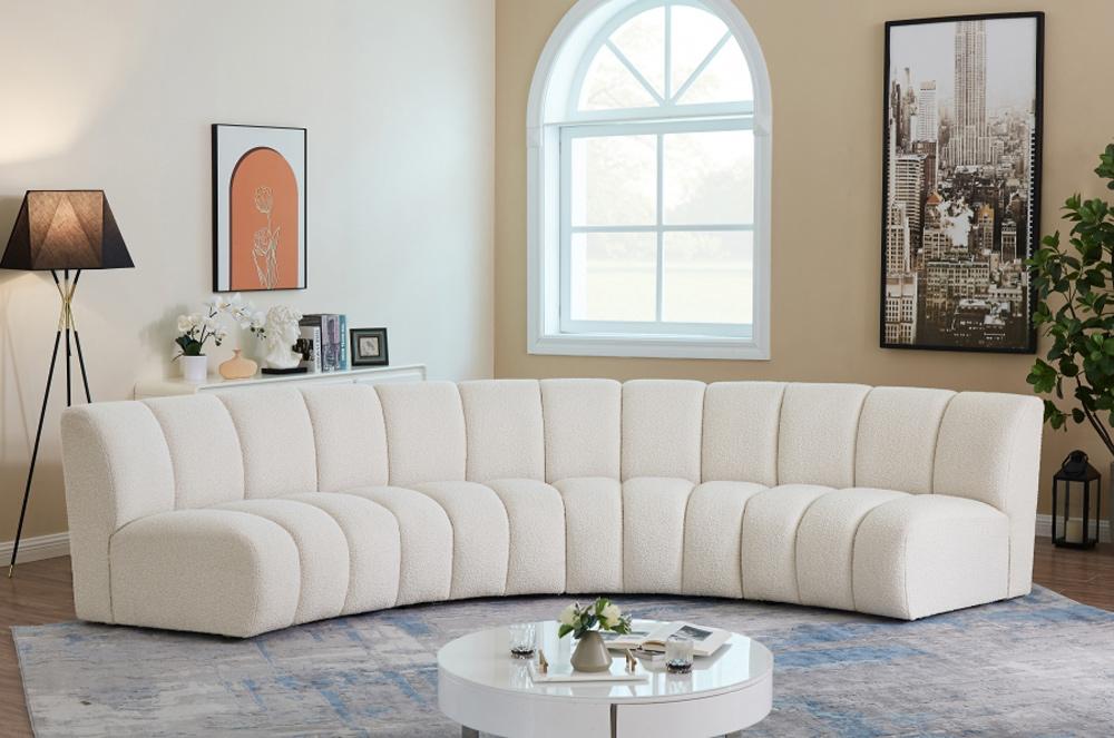 Meridian Furniture - Infinity Cream Boucle Fabric 4pc. Modular Sectional - 643Cream-4PC veiw 5