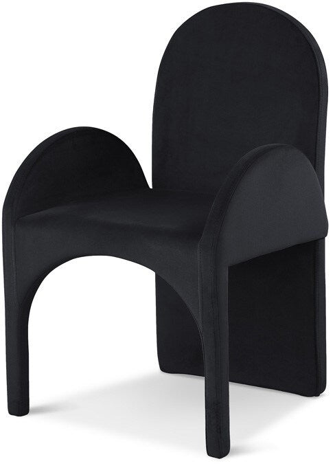 Meridian Furniture - Summer Black Velvet Dining Arm Chair (Set of 2) - 803Black-AC veiw 1