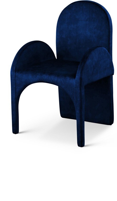 Meridian Furniture - Summer Navy Velvet Dining Arm Chair (Set of 2) - 803Navy-AC veiw 1