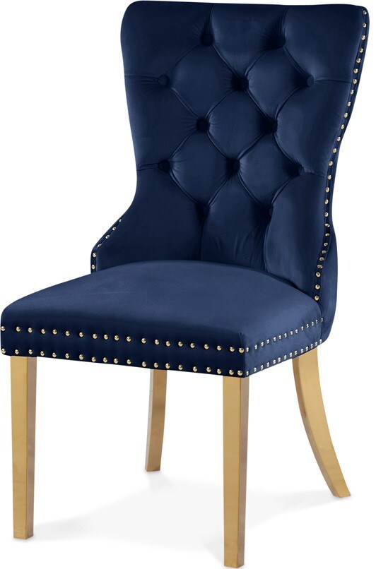 Meridian Furniture - Carmen Navy Velvet Dining Chairs (Set of 2) - 812Navy-C veiw 1