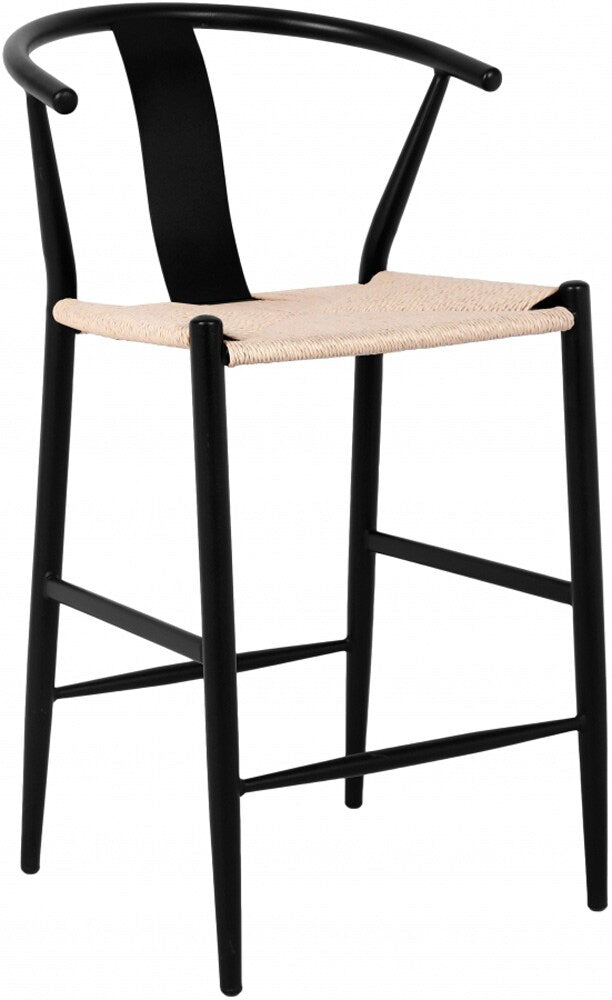 Meridian Furniture - Beck Beige Hand Woven Rope Stool (Set of 2) - 894Black-C veiw 1