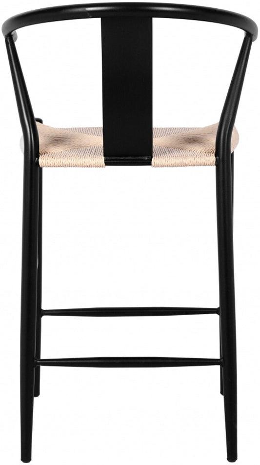 Meridian Furniture - Beck Beige Hand Woven Rope Stool (Set of 2) - 894Black-C veiw 2