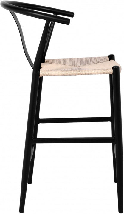 Meridian Furniture - Beck Beige Hand Woven Rope Stool (Set of 2) - 894Black-C veiw 4