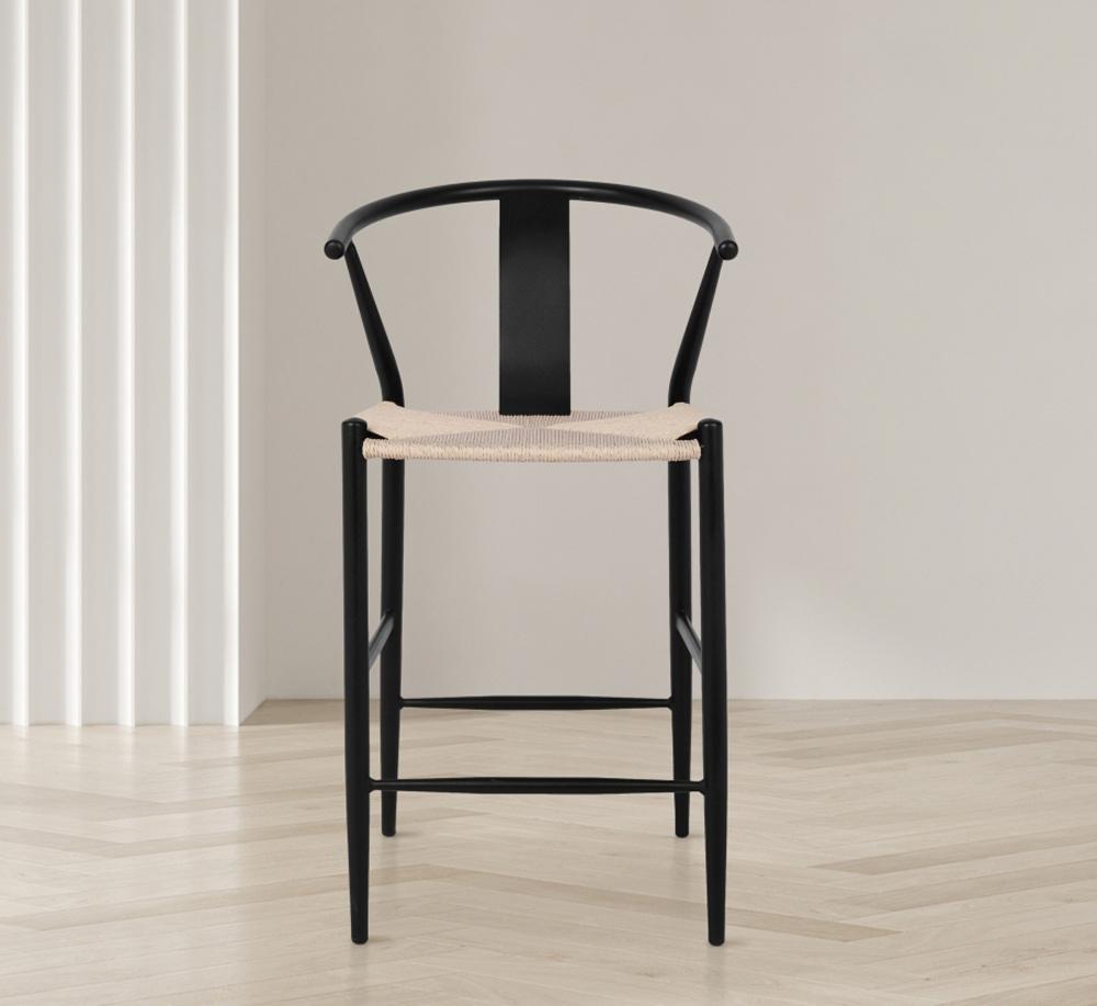Meridian Furniture - Beck Beige Hand Woven Rope Stool (Set of 2) - 894Black-C veiw 6