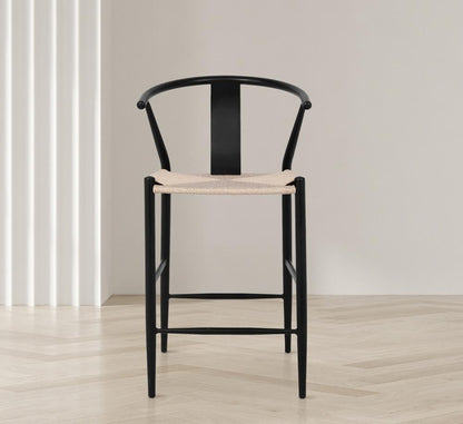 Meridian Furniture - Beck Beige Hand Woven Rope Stool (Set of 2) - 894Black-C veiw 6