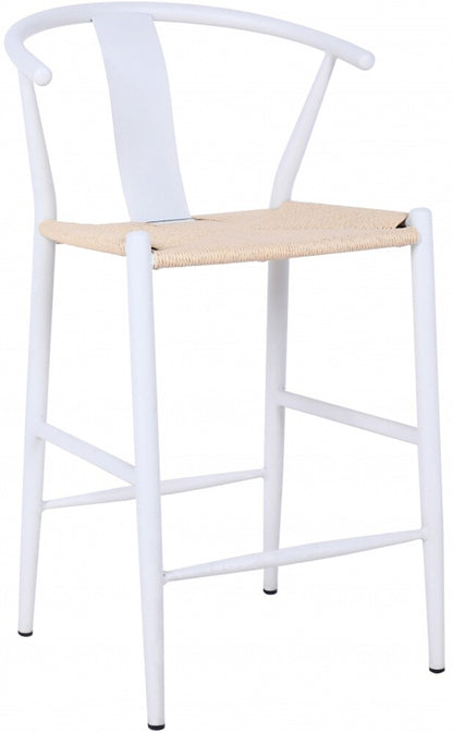 Meridian Furniture - Beck Beige Hand Woven Rope Stool (Set of 2) - 894White-C veiw 1