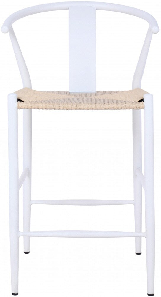 Meridian Furniture - Beck Beige Hand Woven Rope Stool (Set of 2) - 894White-C veiw 3