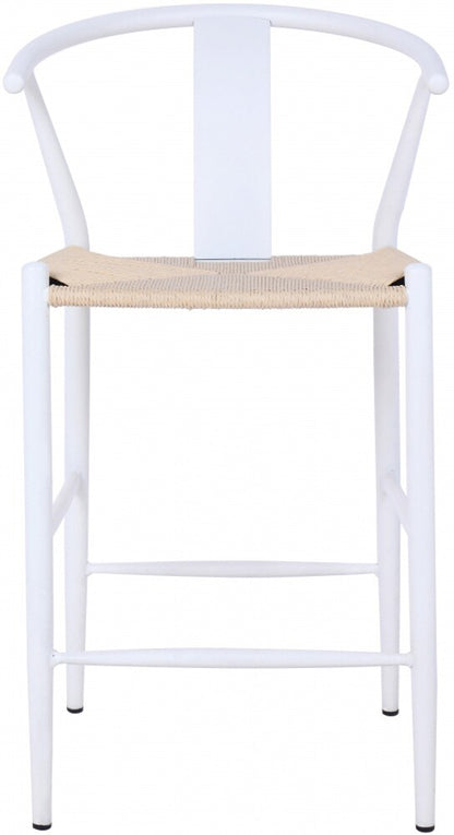 Meridian Furniture - Beck Beige Hand Woven Rope Stool (Set of 2) - 894White-C veiw 3