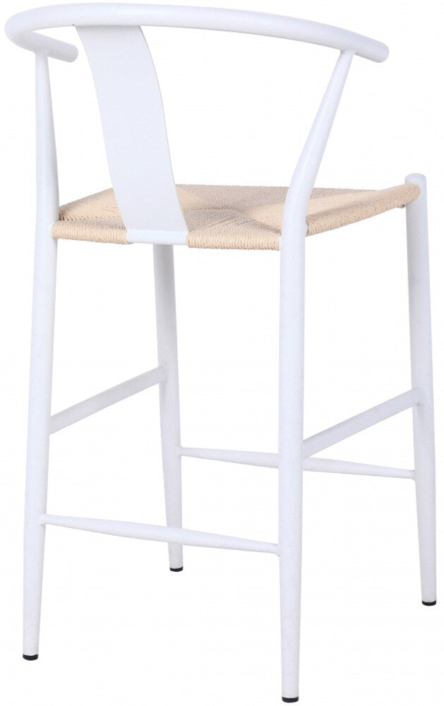 Meridian Furniture - Beck Beige Hand Woven Rope Stool (Set of 2) - 894White-C veiw 5