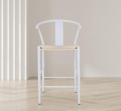 Meridian Furniture - Beck Beige Hand Woven Rope Stool (Set of 2) - 894White-C veiw 6