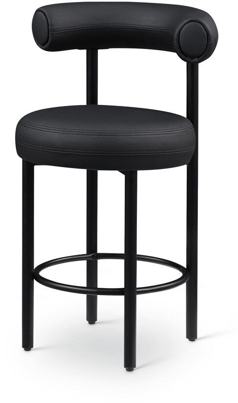 Meridian Furniture - Bordeaux Black Vegan Leather Counter Stool (Set of 2) - 898Black-C veiw 1