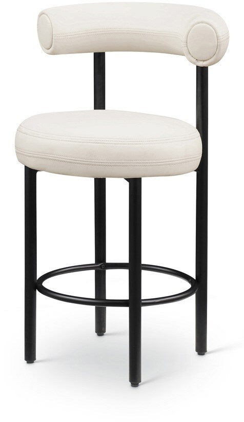 Meridian Furniture - Bordeaux Cream Vegan Leather Counter Stool (Set of 2) - 898Cream-C veiw 1