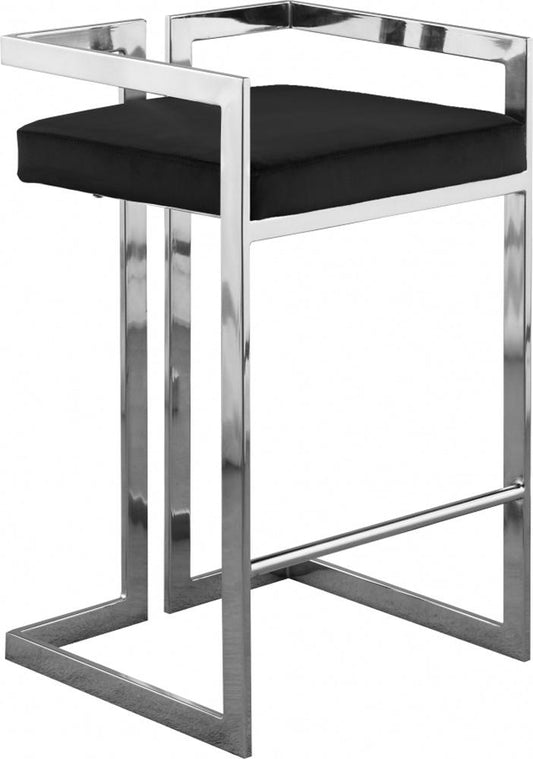Meridian Furniture - Ezra Black Velvet Stool (Set of 2) - 909Black-C veiw 1