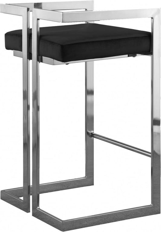 Meridian Furniture - Ezra Black Velvet Stool (Set of 2) - 909Black-C veiw 2
