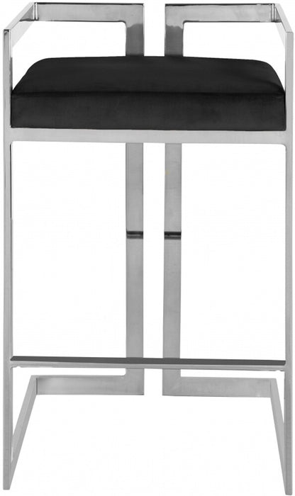 Meridian Furniture - Ezra Black Velvet Stool (Set of 2) - 909Black-C veiw 3