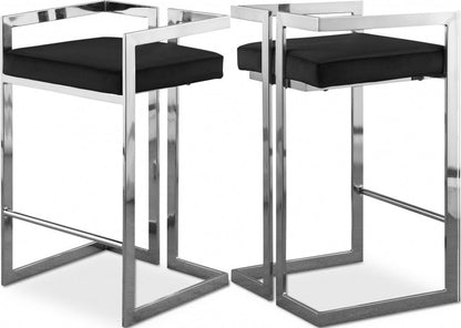 Meridian Furniture - Ezra Black Velvet Stool (Set of 2) - 909Black-C veiw 4