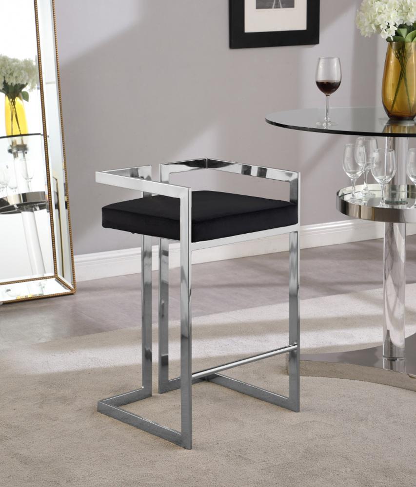 Meridian Furniture - Ezra Black Velvet Stool (Set of 2) - 909Black-C veiw 5