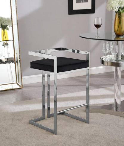 Meridian Furniture - Ezra Black Velvet Stool (Set of 2) - 909Black-C veiw 5