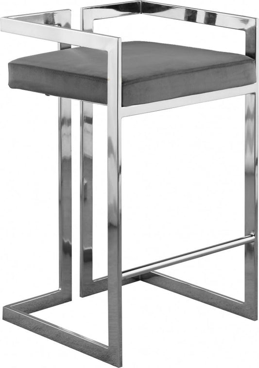 Meridian Furniture - Ezra Grey Velvet Stool (Set of 2) - 909Grey-C veiw 1