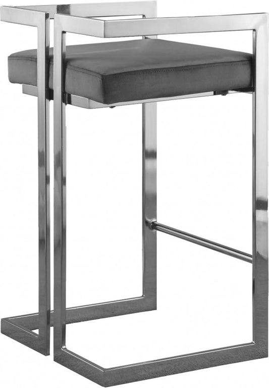 Meridian Furniture - Ezra Grey Velvet Stool (Set of 2) - 909Grey-C veiw 2