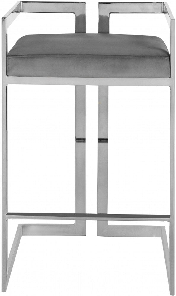 Meridian Furniture - Ezra Grey Velvet Stool (Set of 2) - 909Grey-C veiw 3